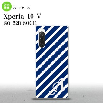 Xperia10V Xperia10V スマホケース 背面ケース ハードケース ストライプ 青 白 +アルファベット 2023年 7月発売 nk-xp105-716i
