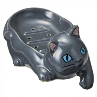 セトクラフト ソープディッシュ 磁器製 黒 猫 おしゃれ ソープトレー 石鹸置き 水切り ぬめり防止 洗面所 バスルーム 雑貨 インテリア雑貨 陶器製