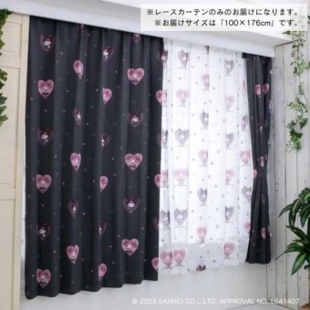 サンリオ レースカーテン マイメロディ クロミ メロクロ 2枚組 幅100×丈176cm キャラクター おしゃれ かわいい 子供部屋 寝室 プライバシー対策 洗える サンリオ正規ライセンス品