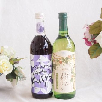 みずみずしくジューシーな風味の葡萄酒と国産ワインセット(国産葡萄100％使用 おいしい日本ワイン 白ワイン やや辛口(山梨県)720ml瑞鷹葡萄の酒10度(熊本県)720ml