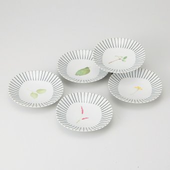五草花十草小皿客揃 磁器 美濃焼 やきものの里から、暮らしを贈ります。　ギフト 食器 セット テーブルウェア