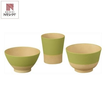 やさしい彩り むつみ揃 うぐいす 椀 カップ セット 計3点入 食器セット 和食器 飯椀 汁椀 カップ 電子レンジ対応【北海道・沖縄県・離島 配送不可】