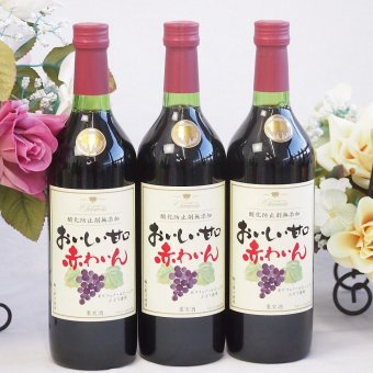 3本セット(酸化防止剤無添加 おいしい甘口 赤わいん) 720ml×3本