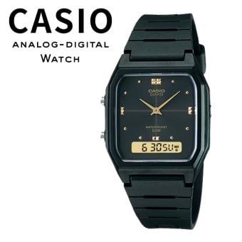 箱なし カシオ 腕時計 メンズ レディース アナデジ ブラック ゴールド 軽量 50m防水 デュアルタイム ストップウォッチ アラーム レトロ 海外モデル プレゼント ギフト CASIO 成人 卒業 入学