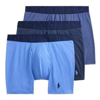 ポロラルフローレン：CLASSIC FIT STRETCH ボクサーブリーフ 3PK (ウィンターネイビーヘザー/ハーバーアイランドブルー/クルーズネイビー)[ボクサーパンツ/ 男性下着/ メンズインナー/人気ブランド/おすすめギフト/誕生日プレゼント/メンズファッション]