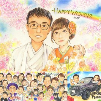 結婚記念日の記念に、見るたびに思い出が蘇る似顔絵です。 結婚祝い 似顔絵 プレゼント 名入れ ギフト 手描き 贈り物 結婚記念日 挙式 お祝い ウェルカムボード 記念 家族 同僚 友達 カップル 友人 下書き確認 修正無料 名入れ かわいい 喜ばれる 実績多数 サプライズ 結婚式 ウェディング 一生もの 宝物 感謝 節目 長寿祝い ブライダルギフト 闘病中の方への励まし 白寿祝い お祝い返し