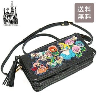 タマオワールド tamaoworld ディズニー お財布ショルダー 不思議の国のアリス ガーデン SHO3761 Alice in Wonderland Garden 刺繍 羊革 財布 ショルダーバッグ ハンドメイド ポシェット