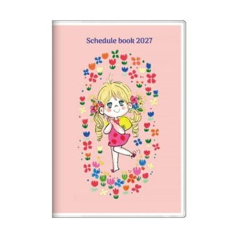 水森亜土 2027年 手帳 月間B7 (コーラルピンク) スケジュール帳 文具 《10月はじまり》 日本製
