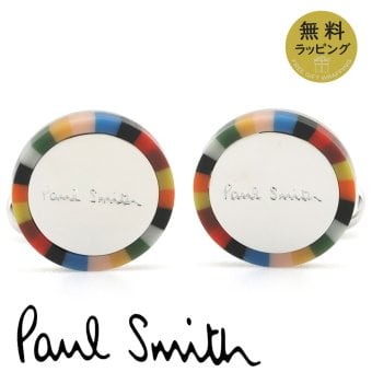 ポールスミス カフス PaulSmith カフスボタン カフリンクス メンズ ロゴ ラウンド シルバー マルチ M1A-CUFF-MEDGEL 92 【ラッピング無料 誕生日 お祝い プレゼント ギフト 贈り物】 送料無料