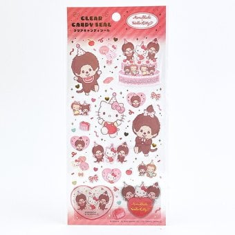 モンチッチ× ハローキティ クリアキャンディシール パーティー 文具 Sanrio