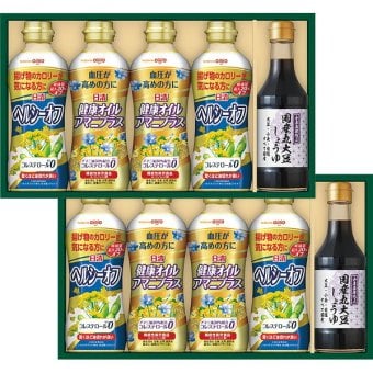 日清 バラエティオイル 丸大豆しょうゆギフト [26-2887-039] SOT-50WA ヘルシーオフ アマニプラス アマニ油30パーセント配合 機能性表示食品 しょうゆ セット お返し 内祝い お祝い お歳暮 お中元 ギフト