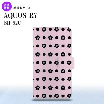 SH-52C AQUOS R7 手帳型スマホケース カバー 花柄 ドット ピンク  nk-004s-r7-dr343
