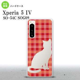 Xperia 5 IV Xperia5 IV スマホケース 背面ケース ハードケース 猫 チェック B 赤 2022年 10月発売 nk-xp54-952