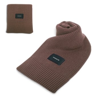 コーチ COACH WOVEN PATCH KNIT SCARF マフラー co100427-252 DARK CAMEL