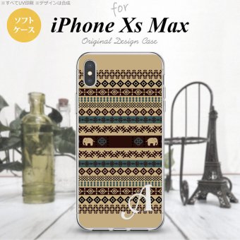iPhoneXsMax iPhone XS Max スマホケース ソフトケース エスニック ゾウ ベージュ ブルー +アルファベット メンズ レディース nk-ixm-tp1572i