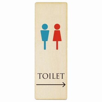 トイレ プレート 木製 男女マーク ホワイト＆カラー 右 矢印 長方形 縦書き 9x27cm 方向案内 進路ドア サインステッカー ピクトサイン トイレマーク表示 案内 注意 施設 御手洗 TOILET おしゃれ シンプル 安全対策