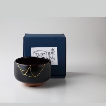 柚子天目 金継風 抹茶碗 陶器 美濃焼 やきものの里から、暮らしを贈ります。　ギフト 食器 セット テーブルウェア