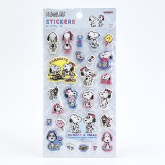 スヌーピー ＆ベル ぷっくりシール ライトブルー 文具 SNOOPY
