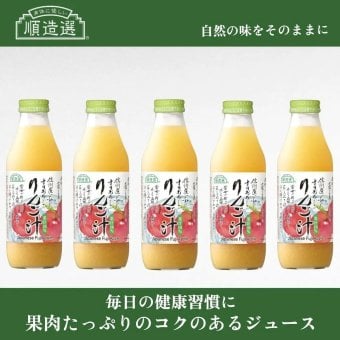 「身体に優しい」順造選ジュース 信州産「ふじ」すりおろしりんご汁 500ml×５本セット