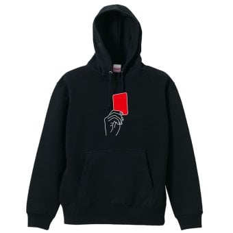サッカー パーカー プルオーバー メンズ レディース ジュニア 練習着 裏パイル おもしろ 名入れ スウェット おしゃれ キッズ 大きいサイズ 文字入れ無料 「レッドカード」 アートワークスコウベ 【送料無料】