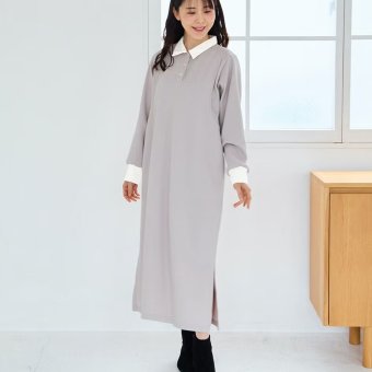【送料無料】授乳服〈授乳〉ポロカラーワンピース