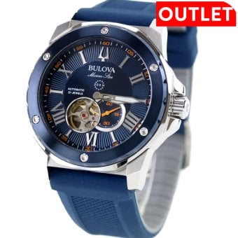 アウトレット ブローバ マリンスター 自動巻き 腕時計 ブランド メンズ オープンハート BULOVA 98A303 アナログ ネイビー