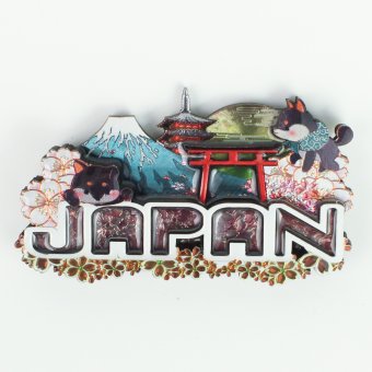木製フレームマグネット 柴犬 ジャパン 黒 立体マグネット 3D お土産 日本 土産 souvenir JAPAN Magnets ご当地 外国人 スーベニア ジャパン