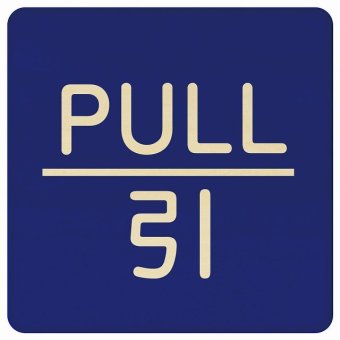 PULL 引 ブルー 丸文字 正方形 27x27cm ピクトサイン 木製 プレート カラープリント ウッドプレート インテリア 掲示 案内