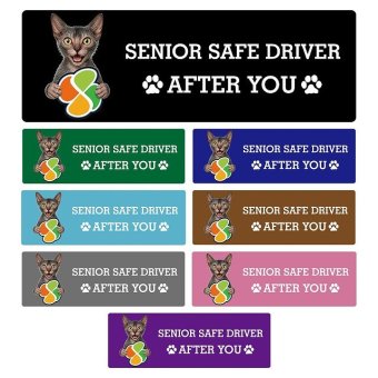 カーサイン 高齢者マーク SENIOR SAFE DRIVER ライコイ ステッカー シール 長方形 20x6.7cm 肉球 日本製 車