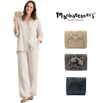 Manhattaners フィグパース 二つ折り財布 折り財布 財布 さいふ サイフ ウォレット 牛革 使いやすい レディース 母の日 ギフト プレゼント ブラウン 75-1810