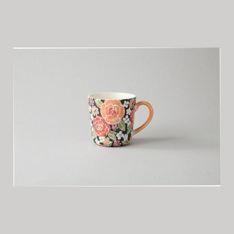 色絵バラ(オレンジ)マグ 陶器 美濃焼 やきものの里から、暮らしを贈ります。　ギフト 食器 セット テーブルウェア