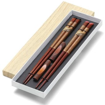 木製　糸巻箸ペア（箸置付） インテリア 漆器 盆 カタログギフト 景品 粗品