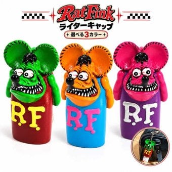 ライターキャップ ラットフィンク 選べる 3色 グリーン オレンジ ピンク おしゃれ RatFink ライターケース キーリング キーホルダー かわいい BICライター付き かっこいい 男性 メンズ プレゼント ギフト
