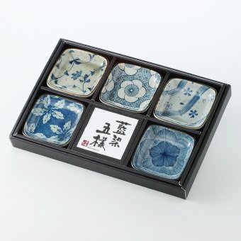 古染花正角小皿揃 磁器 美濃焼 やきものの里から、暮らしを贈ります。　ギフト 食器 セット テーブルウェア