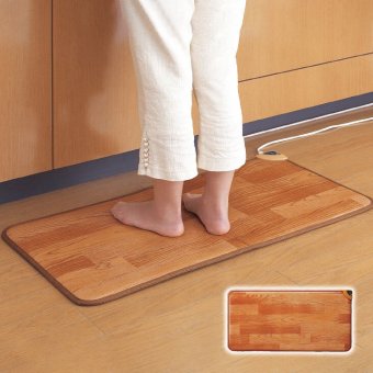 キッチンホットマット 90×45cm 木目調 フローリングタイプ キッチンマット ホットマット ホットカーペット 防水加工 抗菌・防カビ加工　送料無料
