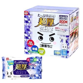 LEC　水の激落ち　超厚フロアウエットシート　SO1354CT　フローリング用　20枚×10パック　アルカリ電解水　日本製　洗剤不使用　超厚シート　#59002　日常清掃　日用消耗品　まとめ買い　ストック