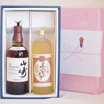 実りの秋の贈り物 感謝贈り物ボックス 洋酒焼酎2本セット（ウイスキー山崎700ml 長期熟成麦焼酎夢のひととき720ml）