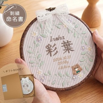 命名書 刺繍 刺しゅう おしゃれ 男の子 女の子 フレンチガーリー ストライプ くま テディベア ブラウン 丸型 メモリアル刺繍フレーム オーダー 名前 箱 かわいい 可愛い 送料無料 名前旗 命名式 ベビー 名入れ お七夜 お宮参り 100日記念 七五三 節句 誕生日 出産祝い 英語