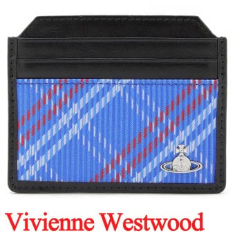 ヴィヴィアンウエストウッド ICカードケース 薄型 メンズ 男性用 カードホルダー カード入れ Vivienne Westwood ヴィヴィアン チェック ブルー VW4301 (5403000SU-C00A8-K204) 【2026年秋冬モデル】 【ラッピング無料 誕生日 お祝い プレゼント ギフト 贈り物】