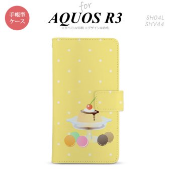 SH-04L/SHV44 AQUOS R3 手帳型スマホケース カバー スイーツ プリンマカロン  nk-004s-r3-dr664