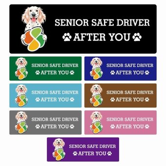 カーサイン 高齢者マーク SENIOR SAFE DRIVER イングリッシュセター ステッカー シール 長方形 15x5cm 肉球 日本製 車