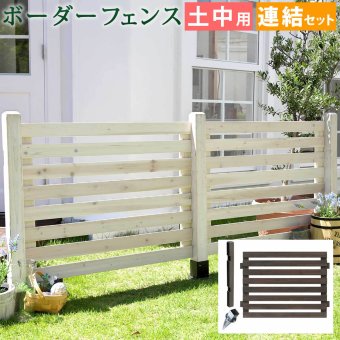 ガーデン エクステリア ボーダーフェンス スプレッド 連結セット土中用 フェンス 木製フェンス ウッドフェンス 天然木製 ガーデニング 枠 柵 仕切り 目隠し 境目 クラシカル アンティーク トレリス ベランダ つる 薔薇 バラ 朝顔 園芸 新生活