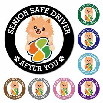 カーサイン 高齢者マーク SENIOR SAFE DRIVER ポメックス マグネット 強力 直径13cm 肉球 日本製 車 ステッカー