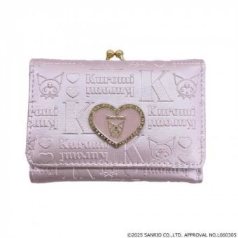 財布 レディース クロミ 口金財布 ミニ財布 サンリオ キャラクター グッズ 凸押し パール生地 ハートメタル ストーン付き コンパクト 小銭入れ 二つ折り財布 プレゼント ギフト サンリオ正規ライセンス品
