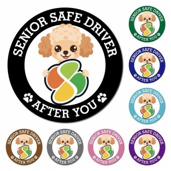 カーサイン 高齢者マーク SENIOR SAFE DRIVER チワプー マグネット 強力 直径13cm 肉球 日本製 車 ステッカー