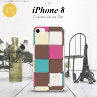【iPhone8】【スマホケース/スマホカバー】【アイフォン8】iPhone8 スマホケース ケース アイフォン8 イニシャル パッチワーク風 ミックスE nk-ip8-tp1675ini【メール便送料無料】