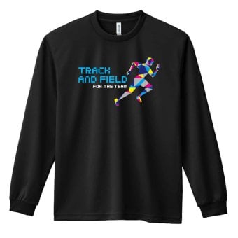 陸上競技 マラソン ランニング ロンT 長袖 Tシャツ メンズ 練習着 レディース ジュニア ウェア ドライ おもしろ tシャツ 名入れ おしゃれ キッズ 文字入れ無料 「ポリゴンシルエットの陸上競技」 アートワークスコウベ 【送料無料】