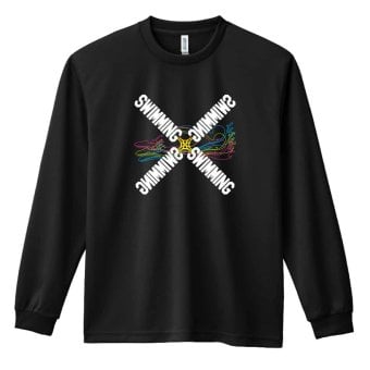 水泳 競泳 ロンT 長袖 Tシャツ メンズ 練習着 レディース ジュニア ウェア ドライ おもしろ tシャツ 名入れ おしゃれ キッズ 文字入れ無料 「ネオンスタイルのクロスSWIMMING」 アートワークスコウベ 【送料無料】