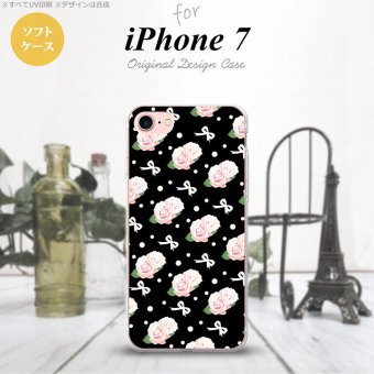 【iPhone7】【スマホケース/スマホカバー】【アイフォン７】iPhone7 スマホケース カバー アイフォン７ ソフトケース 花柄・バラ（G） 黒 nk-iphone7-tp257【メール便送料無料】