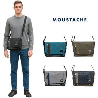 【MOUSTACHE】jlg4654 ショルダーバッグ 斜め掛け 肩掛け かばん 通勤 普段使い 使いやすい シンプル おしゃれ 軽量 メンズ プレゼント ギフト 父の日 ブラック